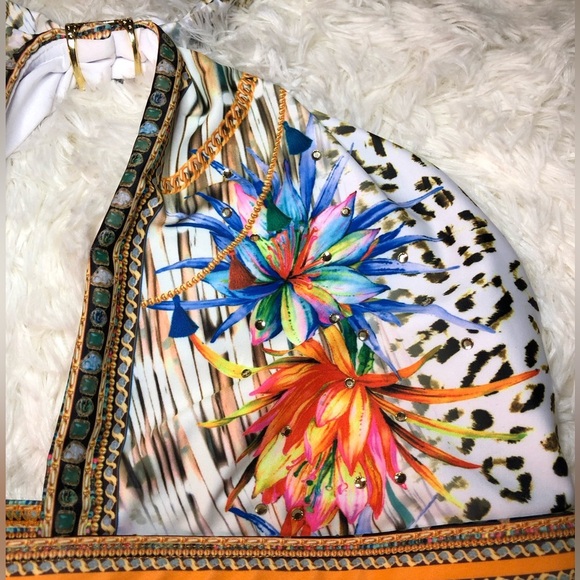 VENUS Multicolor Leopard Halter Bikini Top size 8 - Picture 4 of 12